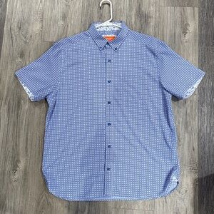 Men's Blue Patterned Casual Button Down Shirt